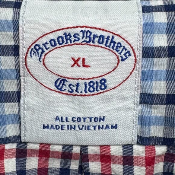 Brooks Brothers Mens XL Patchwork Check Button Down Shirt Multicolor Gingham - Picture 6 of 16